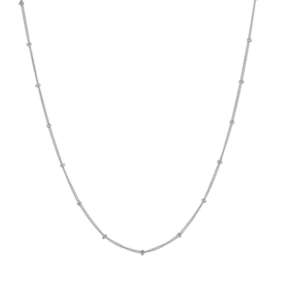 Michelle James Satellite Sterling Silver Station Bead Necklace - 16”. Never Worn